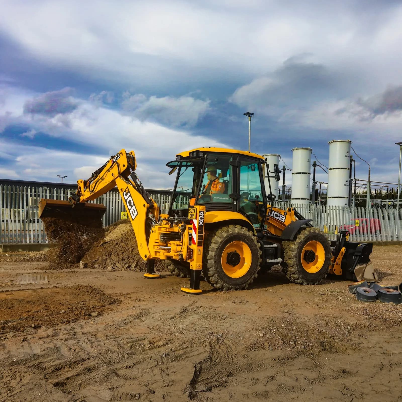 Backhoe loader on a civil site