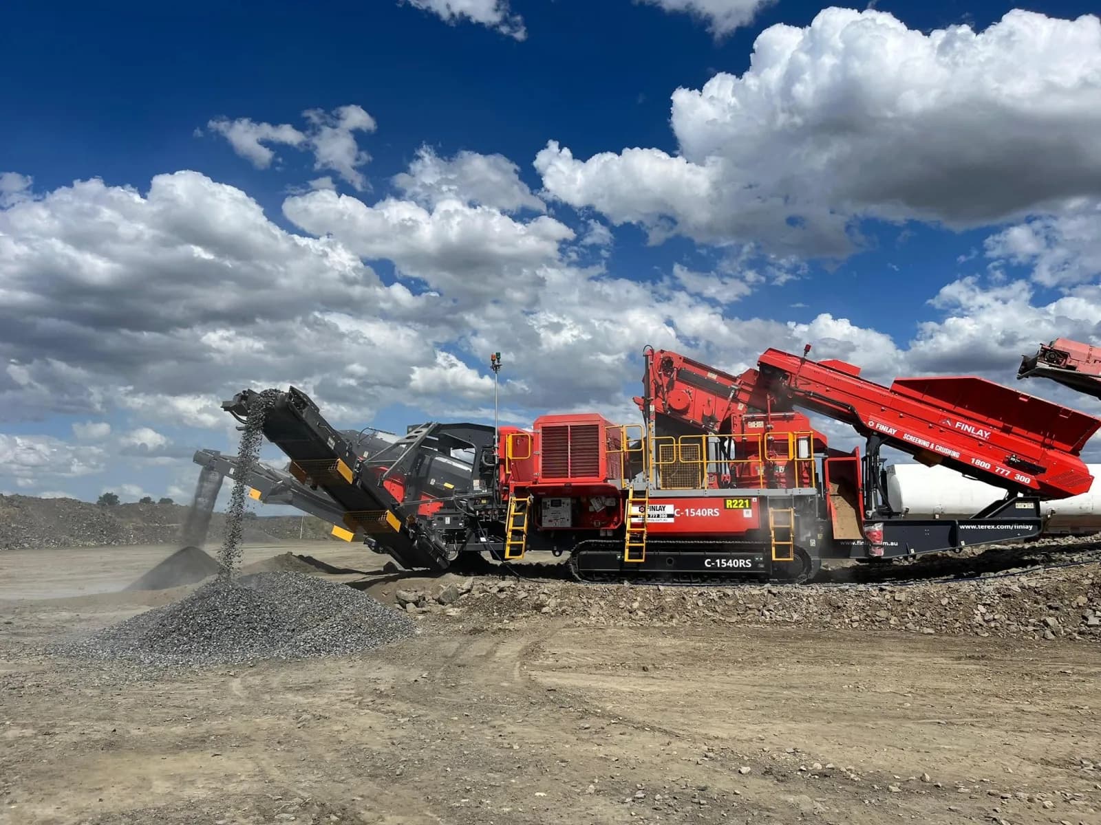 Mobile crusher at a quarry