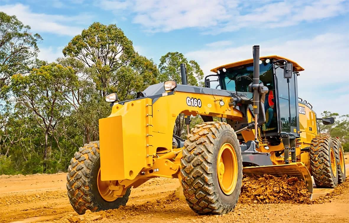 Motor grader on a road job