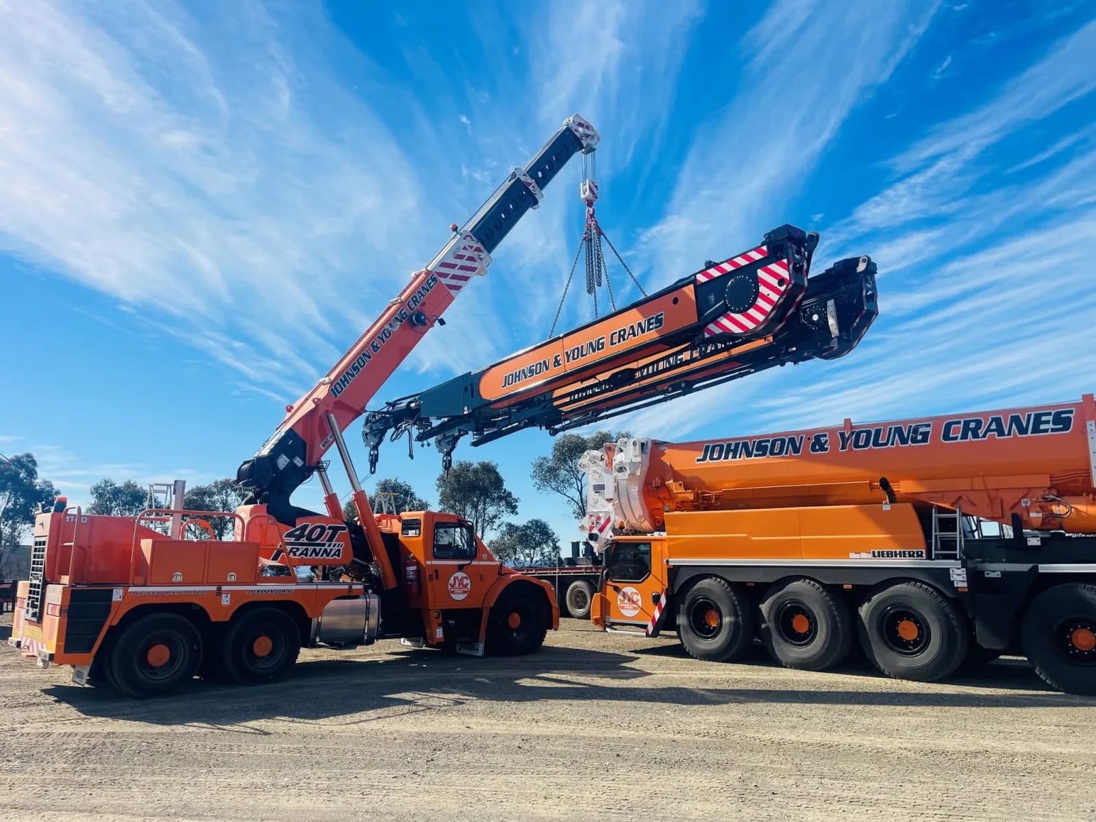 Mobile crane lifting a load