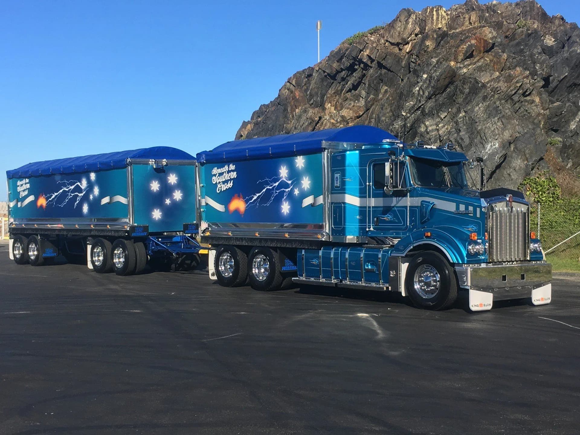 Kenworth truck-and-dog tipper in Southern Cross livery