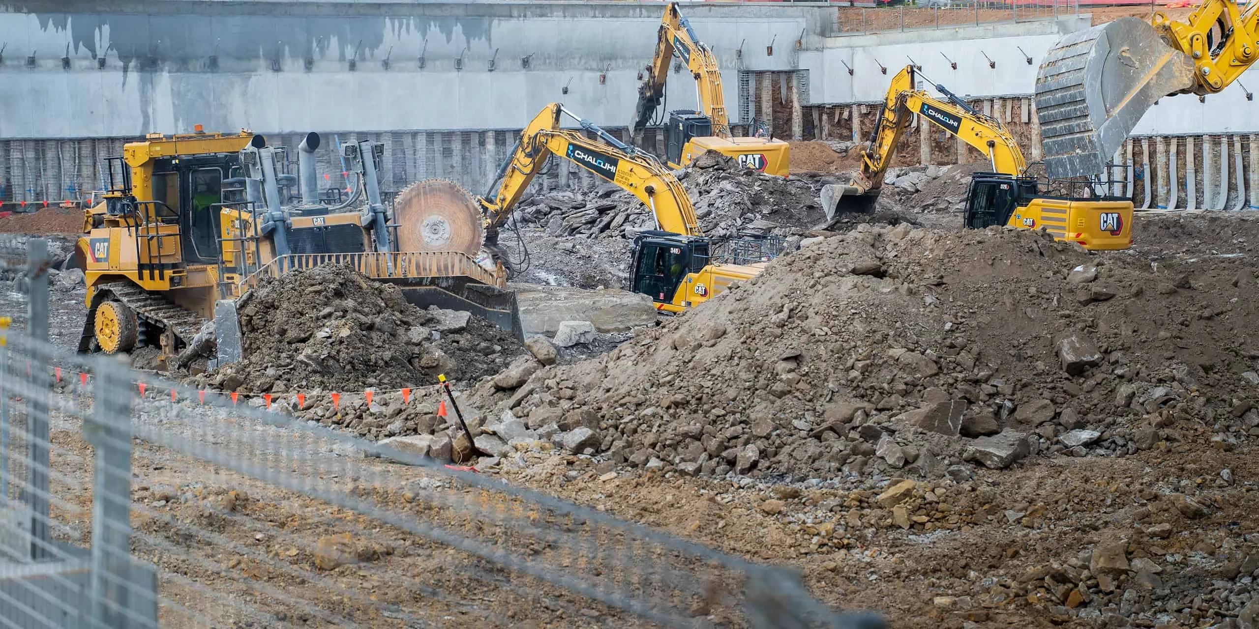 Australian civil construction site, machinery in motion